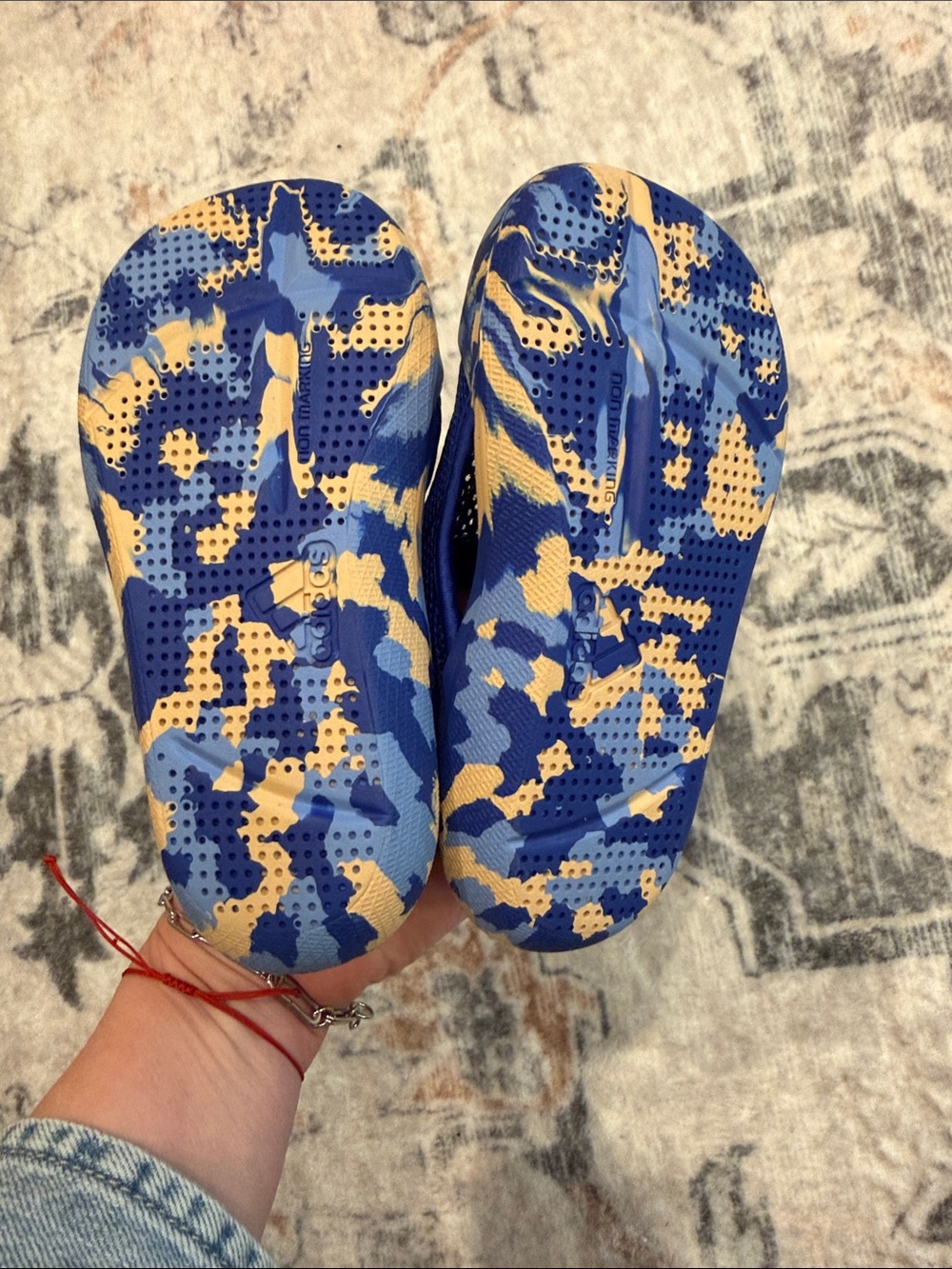 adidas Kids Royal Blue Slip-On Water Shoes with Tan Camo Accents - Picture 4 of 4